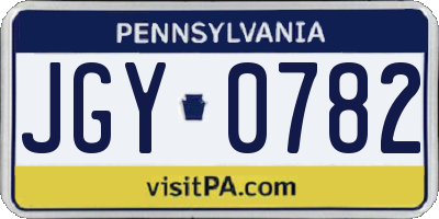 PA license plate JGY0782