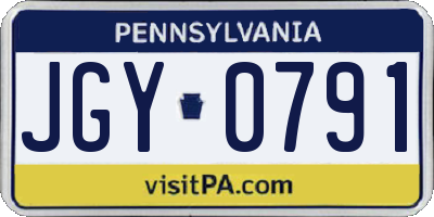 PA license plate JGY0791