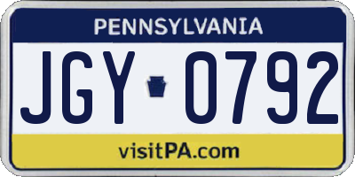 PA license plate JGY0792