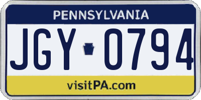 PA license plate JGY0794