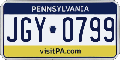PA license plate JGY0799