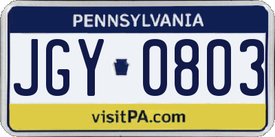 PA license plate JGY0803