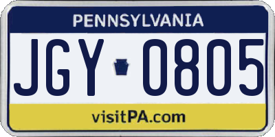PA license plate JGY0805