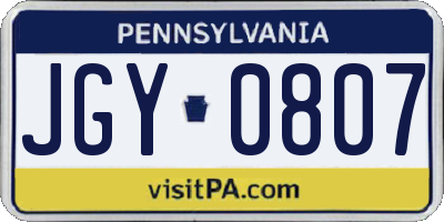 PA license plate JGY0807