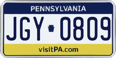 PA license plate JGY0809
