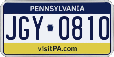 PA license plate JGY0810