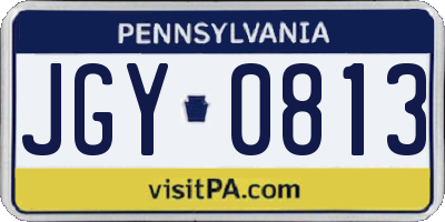 PA license plate JGY0813