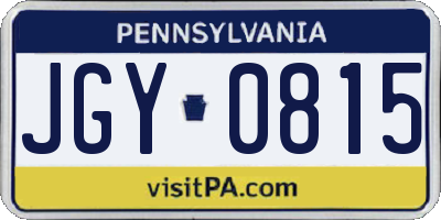 PA license plate JGY0815