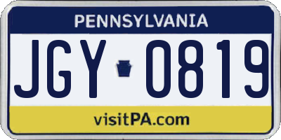 PA license plate JGY0819
