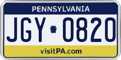 PA license plate JGY0820