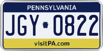 PA license plate JGY0822