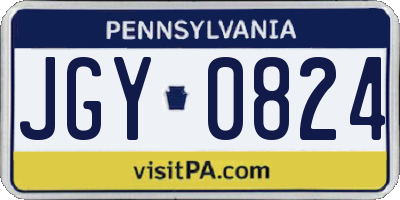 PA license plate JGY0824