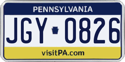 PA license plate JGY0826