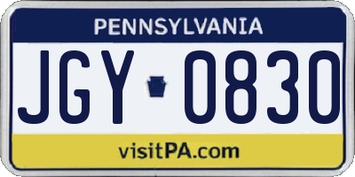 PA license plate JGY0830