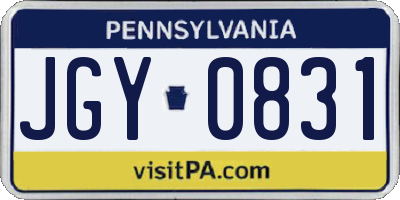 PA license plate JGY0831