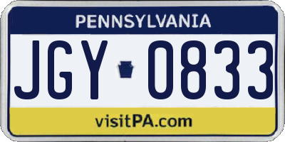 PA license plate JGY0833