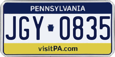 PA license plate JGY0835