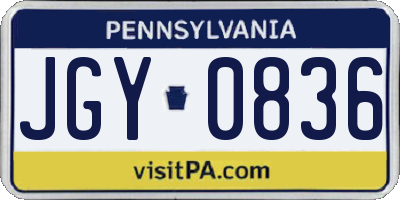 PA license plate JGY0836