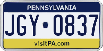 PA license plate JGY0837