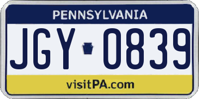 PA license plate JGY0839