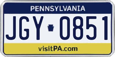 PA license plate JGY0851