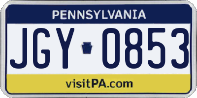 PA license plate JGY0853