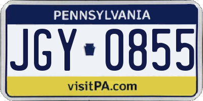 PA license plate JGY0855
