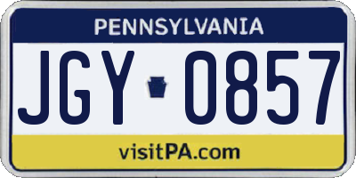 PA license plate JGY0857