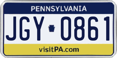 PA license plate JGY0861