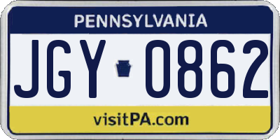 PA license plate JGY0862