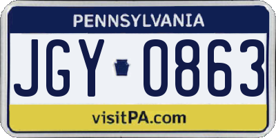 PA license plate JGY0863