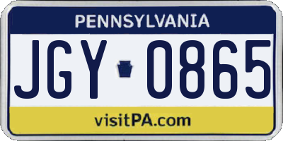 PA license plate JGY0865