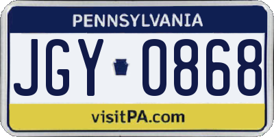 PA license plate JGY0868