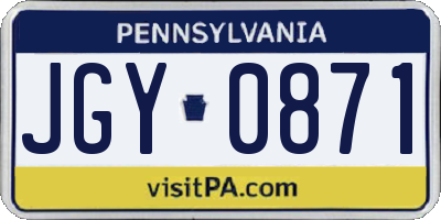 PA license plate JGY0871