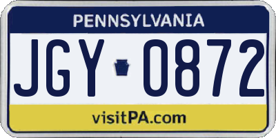 PA license plate JGY0872
