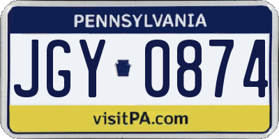 PA license plate JGY0874