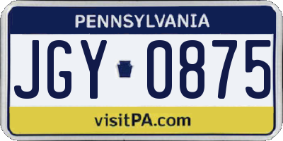 PA license plate JGY0875
