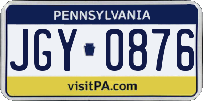 PA license plate JGY0876