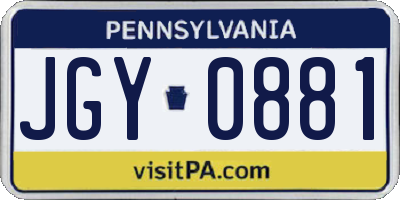PA license plate JGY0881