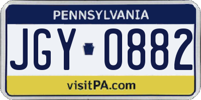PA license plate JGY0882