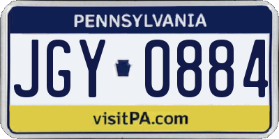 PA license plate JGY0884