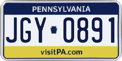 PA license plate JGY0891