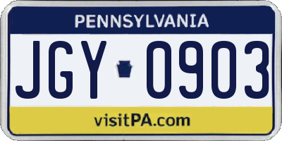PA license plate JGY0903