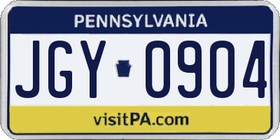 PA license plate JGY0904