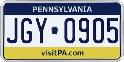 PA license plate JGY0905