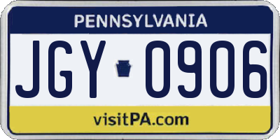 PA license plate JGY0906