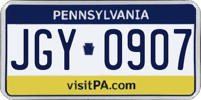 PA license plate JGY0907