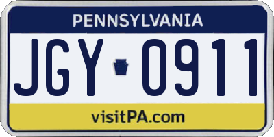 PA license plate JGY0911