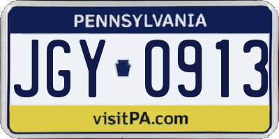 PA license plate JGY0913