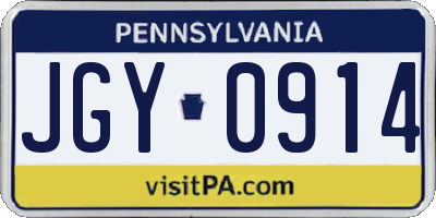 PA license plate JGY0914